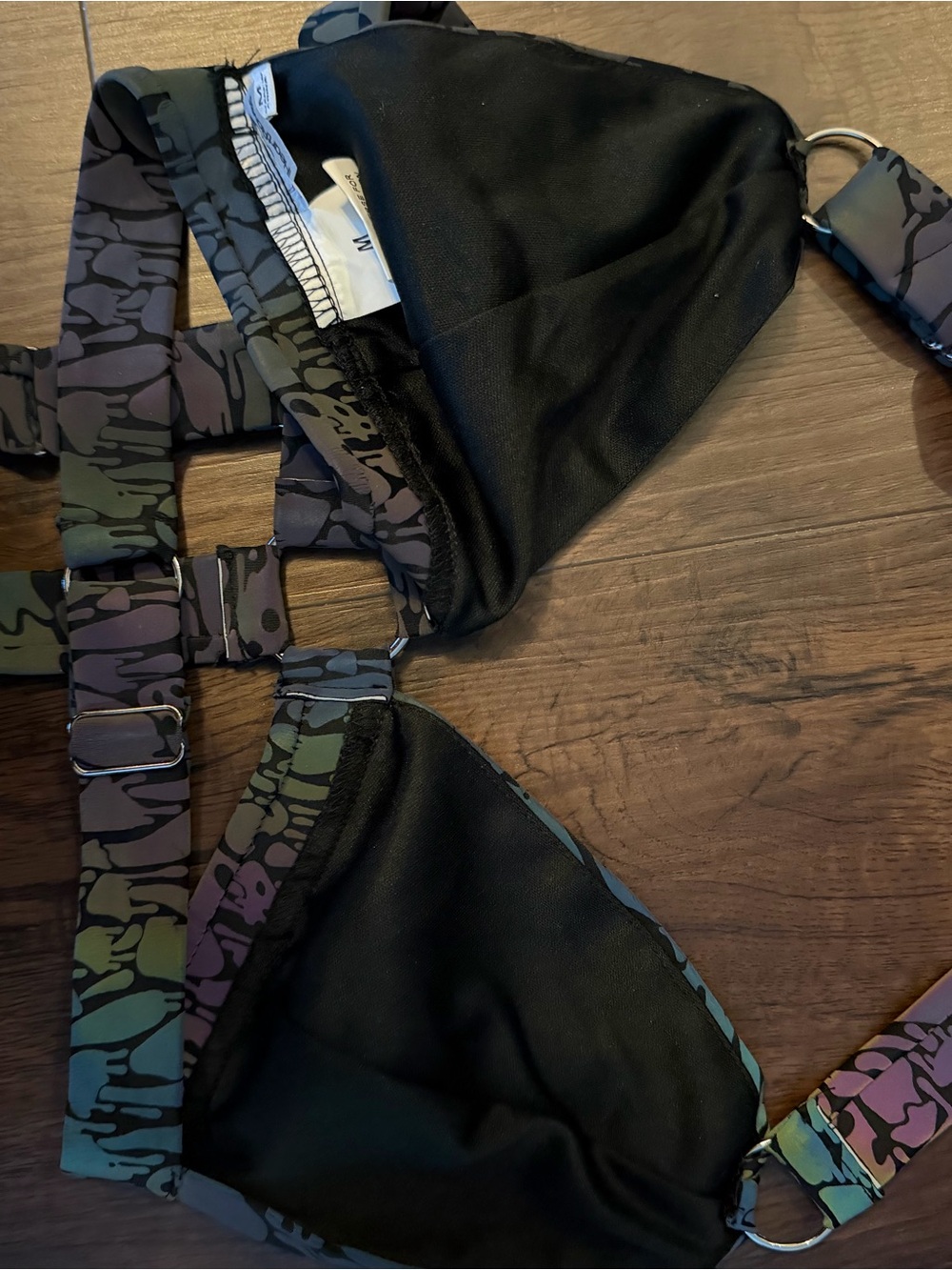iHeartRaves Iridescent Halter Top Trippy Skulls Mushroom Rave Festival Size M - Picture 5 of 6
